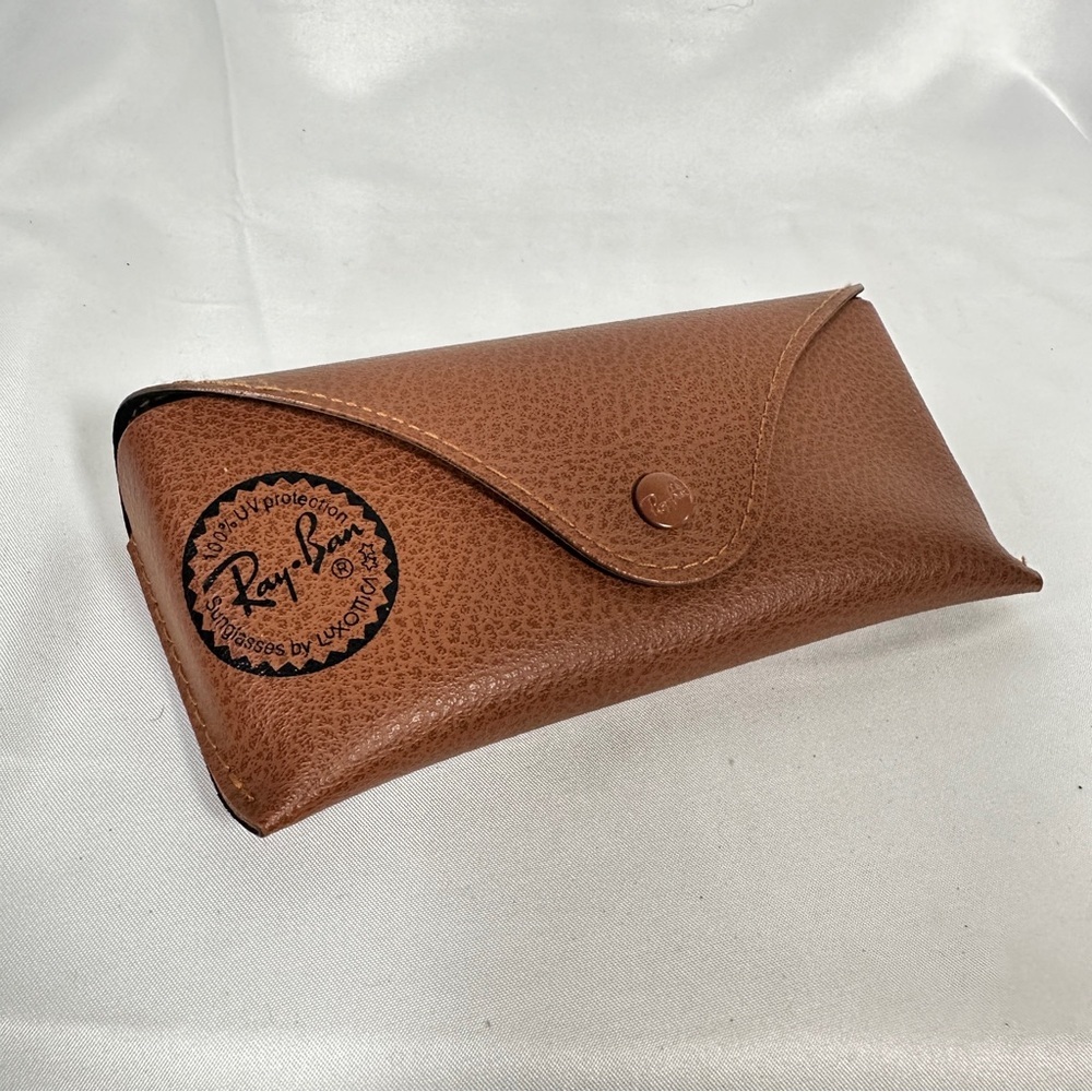 Ray-Ban Brown Faux Leather Sunglass Case Classic Pebbled Hard Shell Holder - Picture 2 of 9